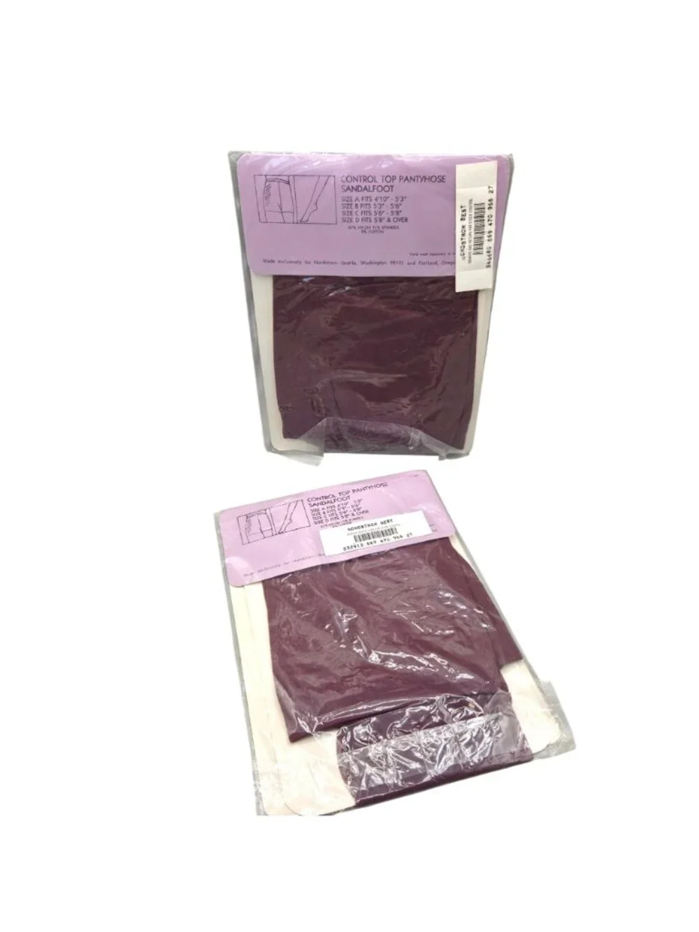 Vintage Nordstrom Control Top Pantyhose Sandalfoot Grackle Grape Size B Set of 2